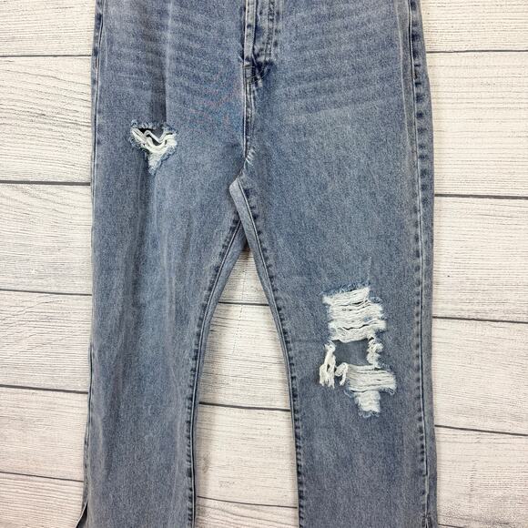 Fashion Nova Women's Go Back To The 90's Side Slit Button Fly Jeans Size 9 - Picture 3 of 9